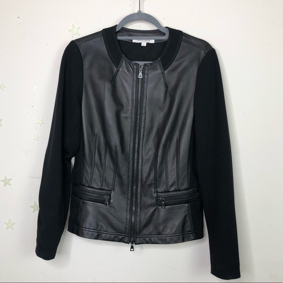 𝅺Ellen Tracy leather and fabric black moto jacket - Picture 8 of 12